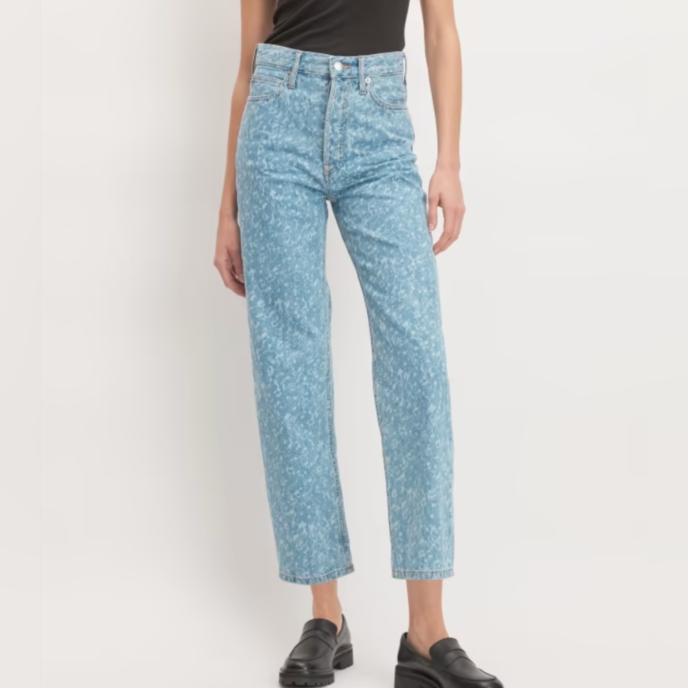 Everlane The Rigid Way-High Rise Jean Light Painterly Strokes Splatter